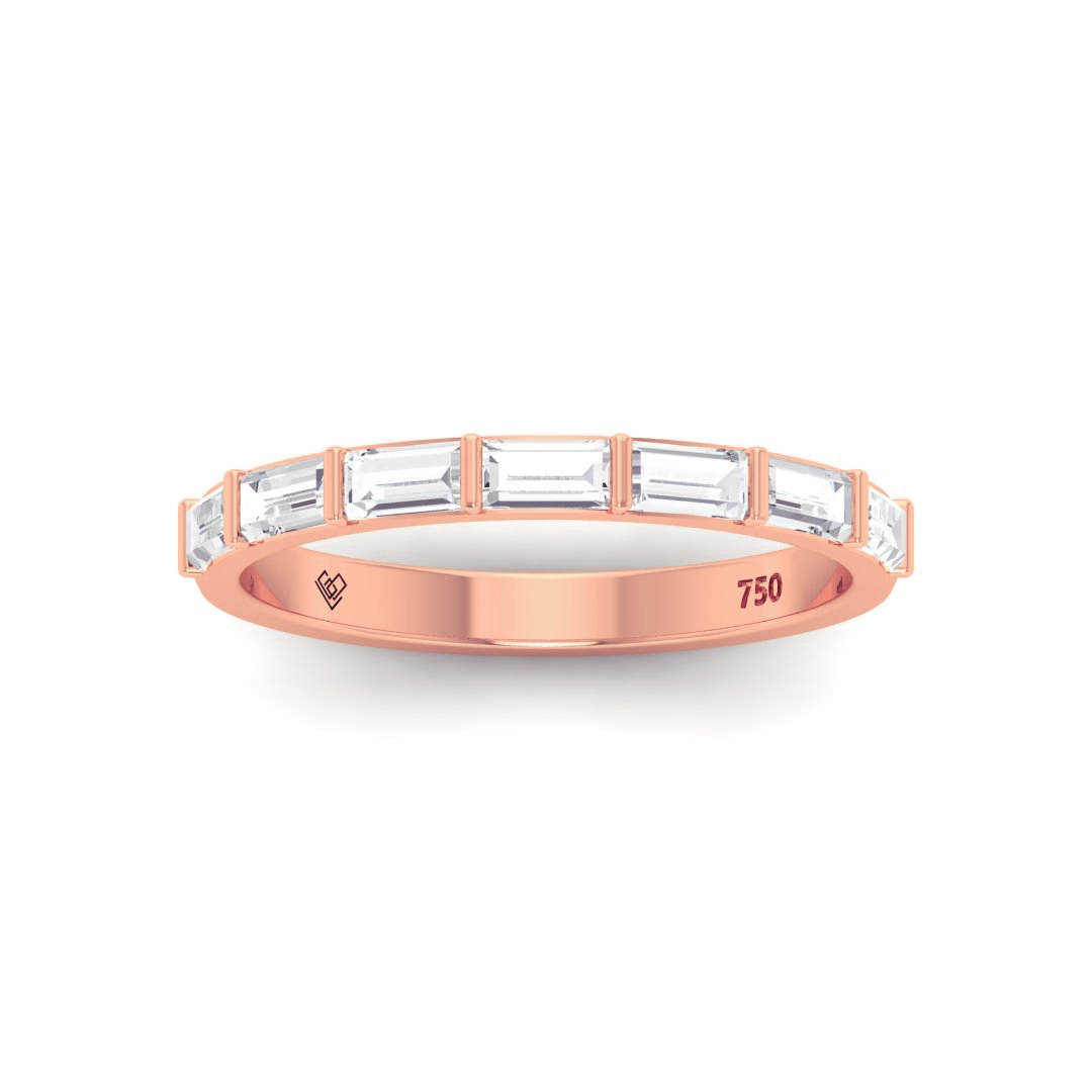 Alliance Édith en diamants taille baguette