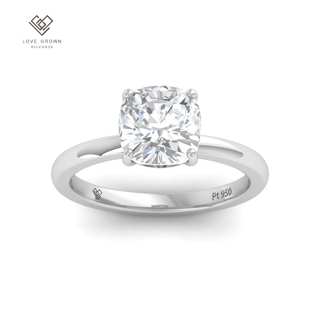 Léa Cushion Cut Diamond With Hidden Halo Engagement Ring