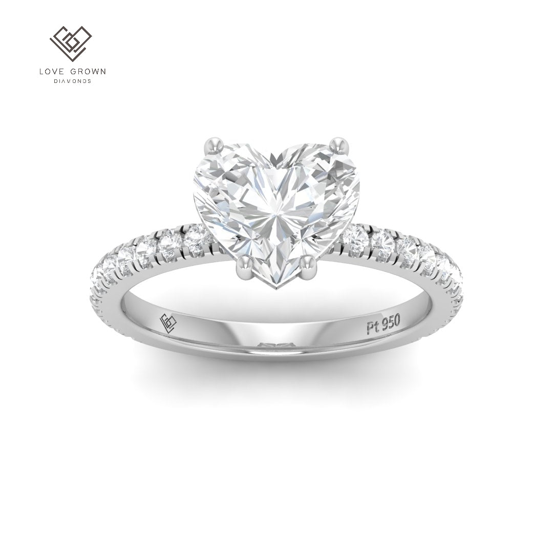 Abigail Heart With Diamond Band Engagement Ring