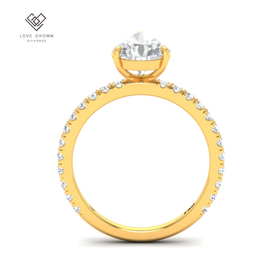 Abigail Pear With Diamond Band Engagement Ring