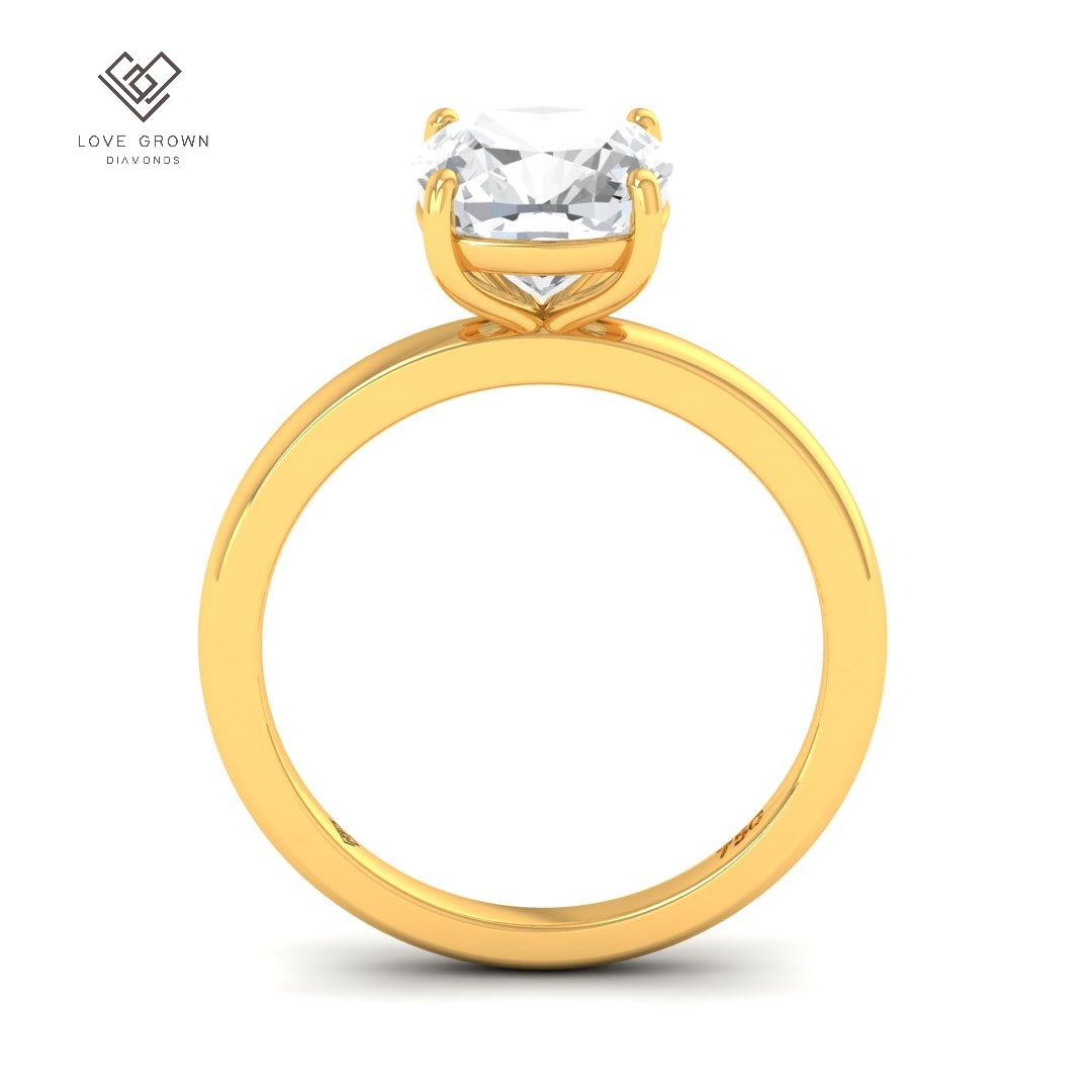 Noémie Solitaire Cushion Cut With Diamond Engagement Ring