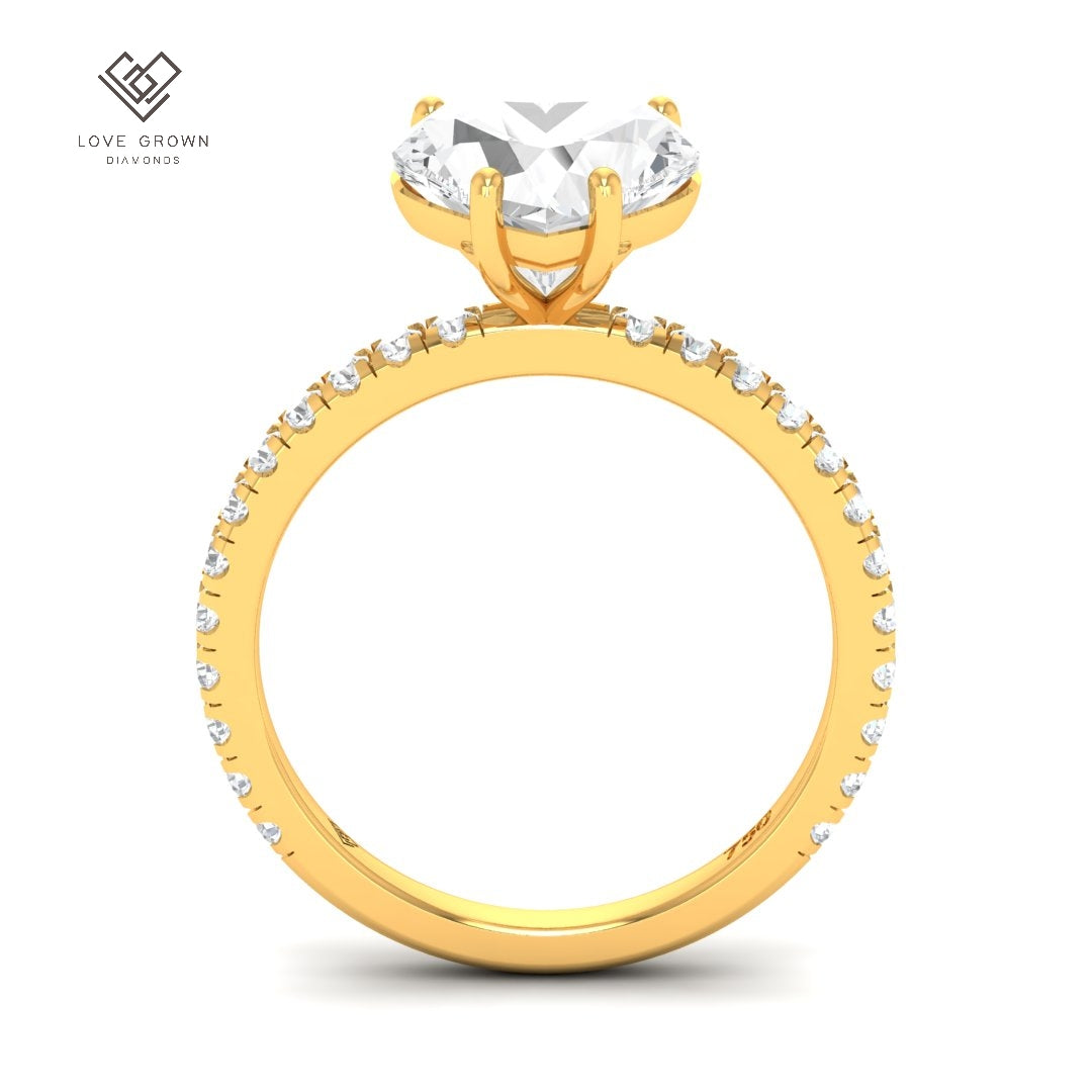 Abigail Heart With Diamond Band Engagement Ring