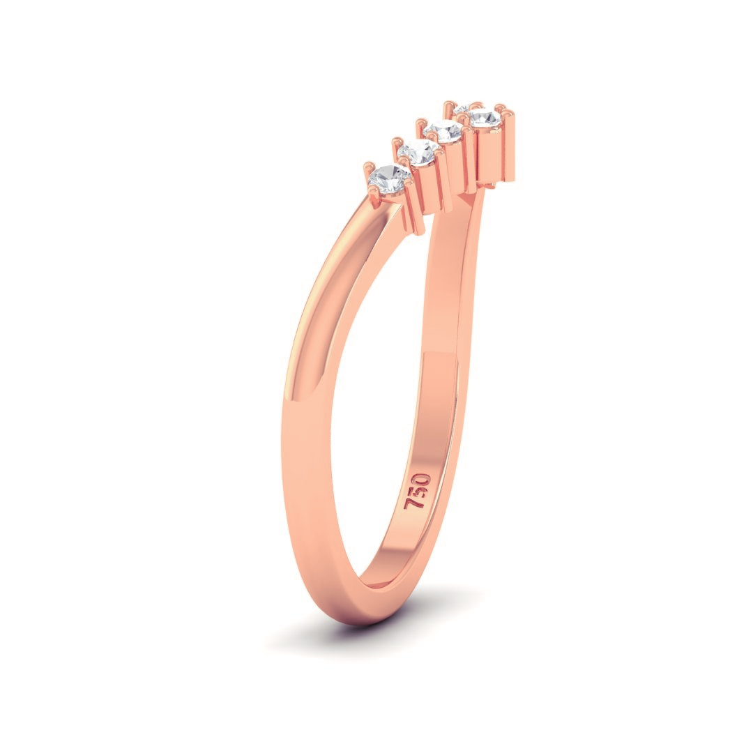 Clara Round Cut V Diamond Wedding Band