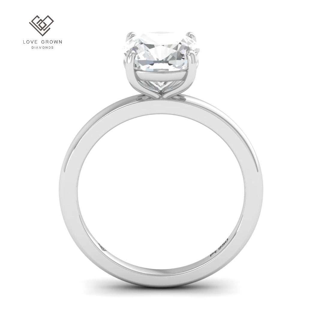 Noémie Solitaire Cushion Cut With Diamond Engagement Ring