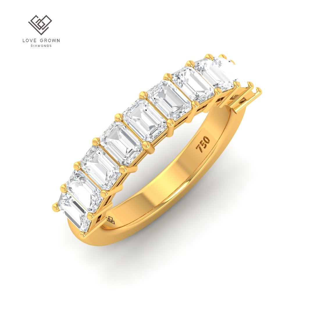 Anne Emerald cut Diamond Wedding Band