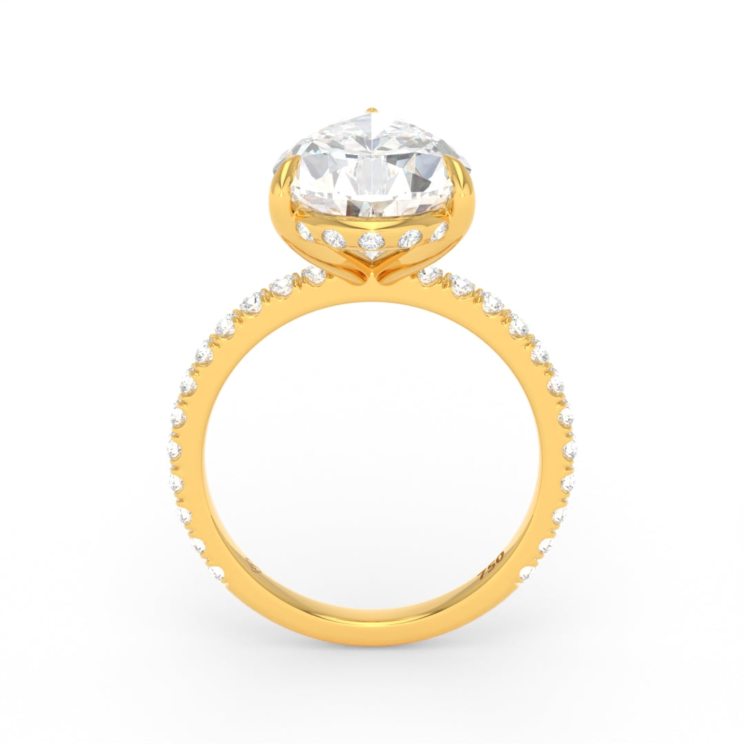 Chloé Pear Cut Diamond Engagement Ring with Diamond Hidden Halo and Diamond Band