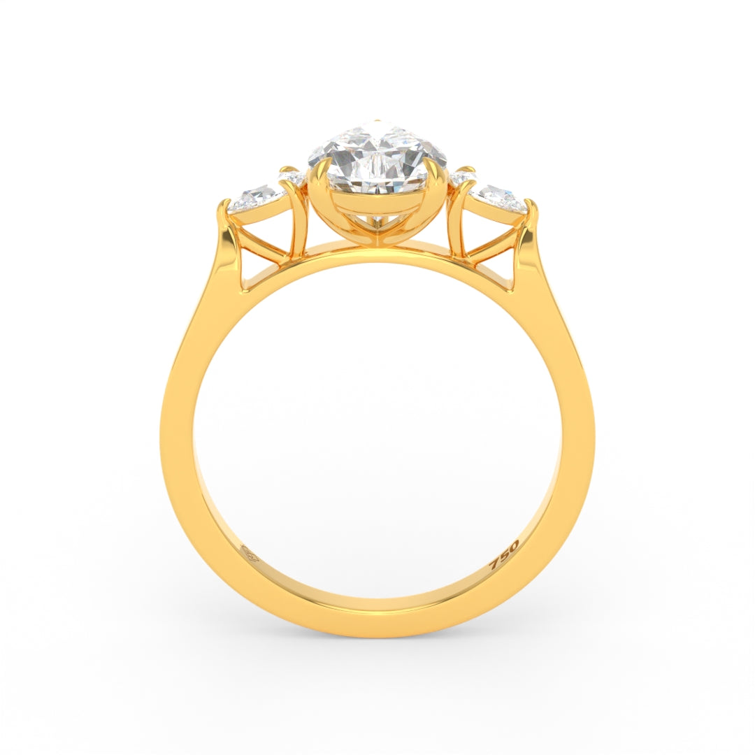 Sofia Pear Cut Diamond Engagement Ring With A Pear Cut Side Diamonds
