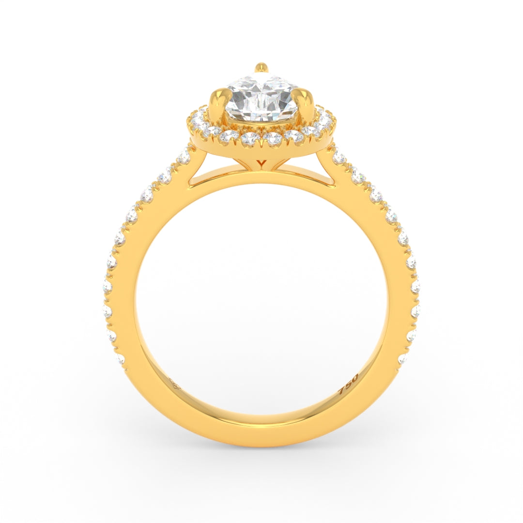 Bella Pear Cut Diamond Engagement Ring with Diamond Halo & Diamond Band