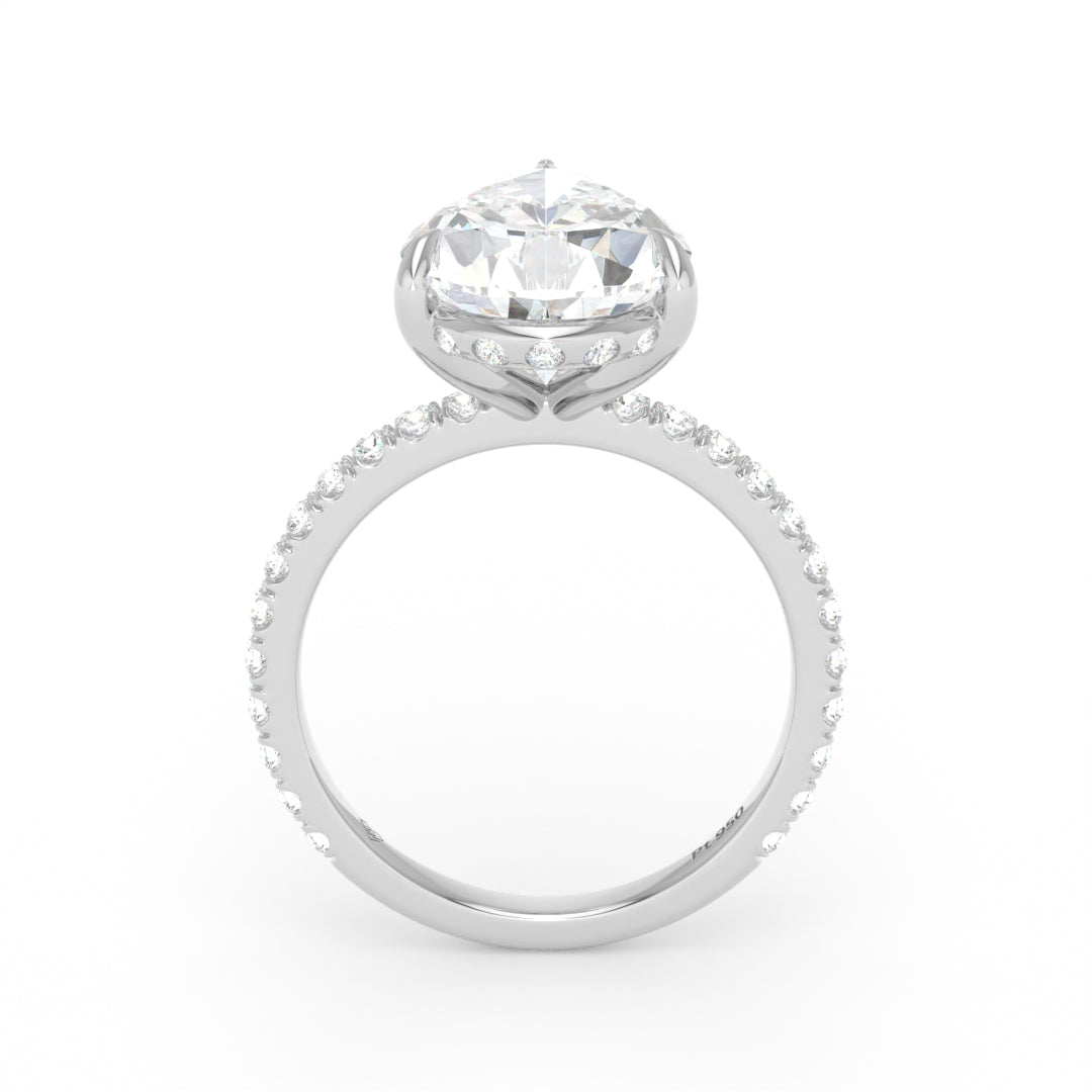 Chloé Pear Cut Diamond Engagement Ring with Diamond Hidden Halo and Diamond Band