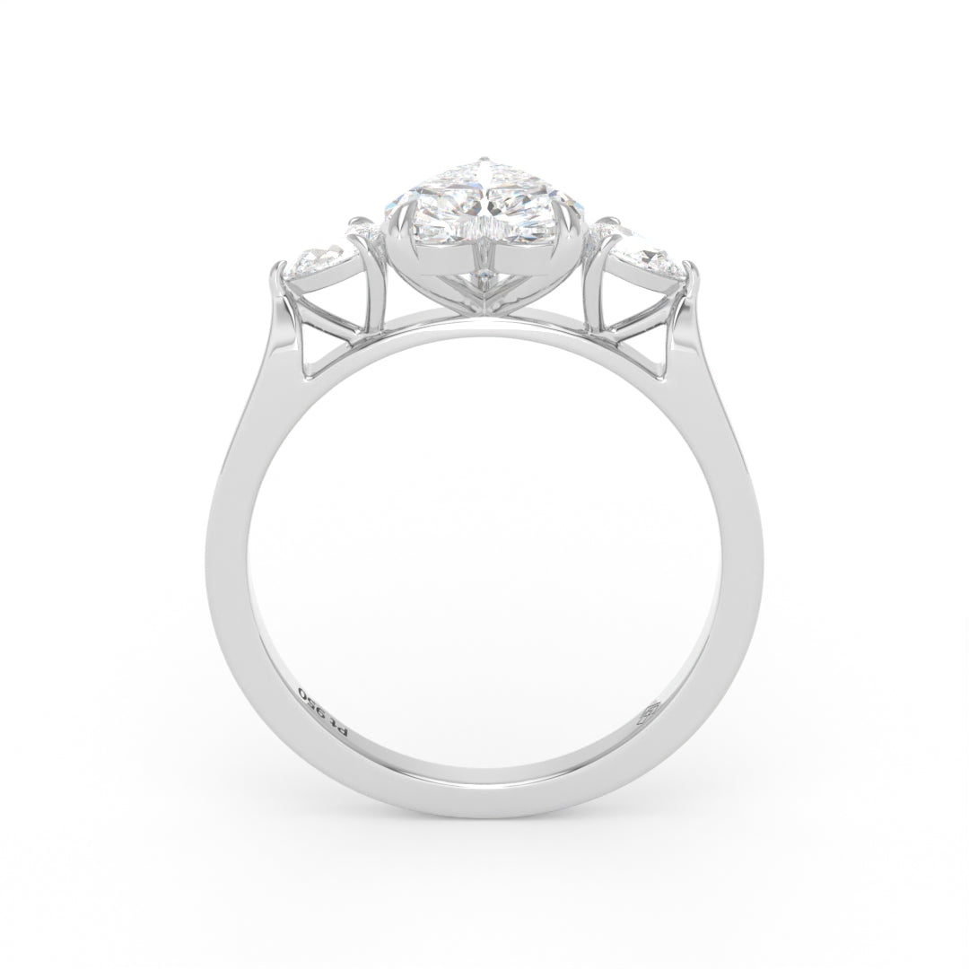 Sofia Heart Cut Diamond Engagement Ring With A Pear Cut Side Diamonds