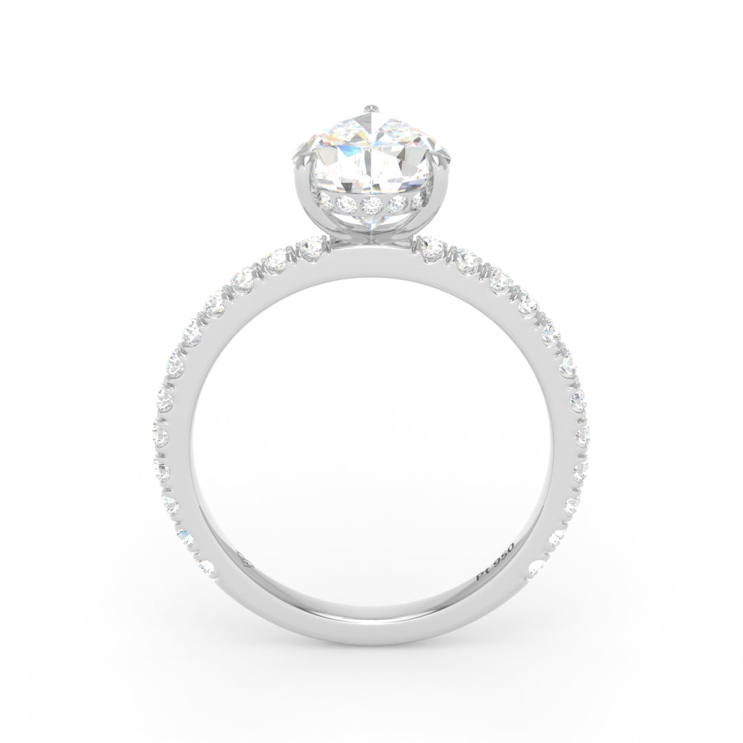 Chloé Pear Cut Diamond Engagement Ring with Diamond Hidden Halo and Diamond Band