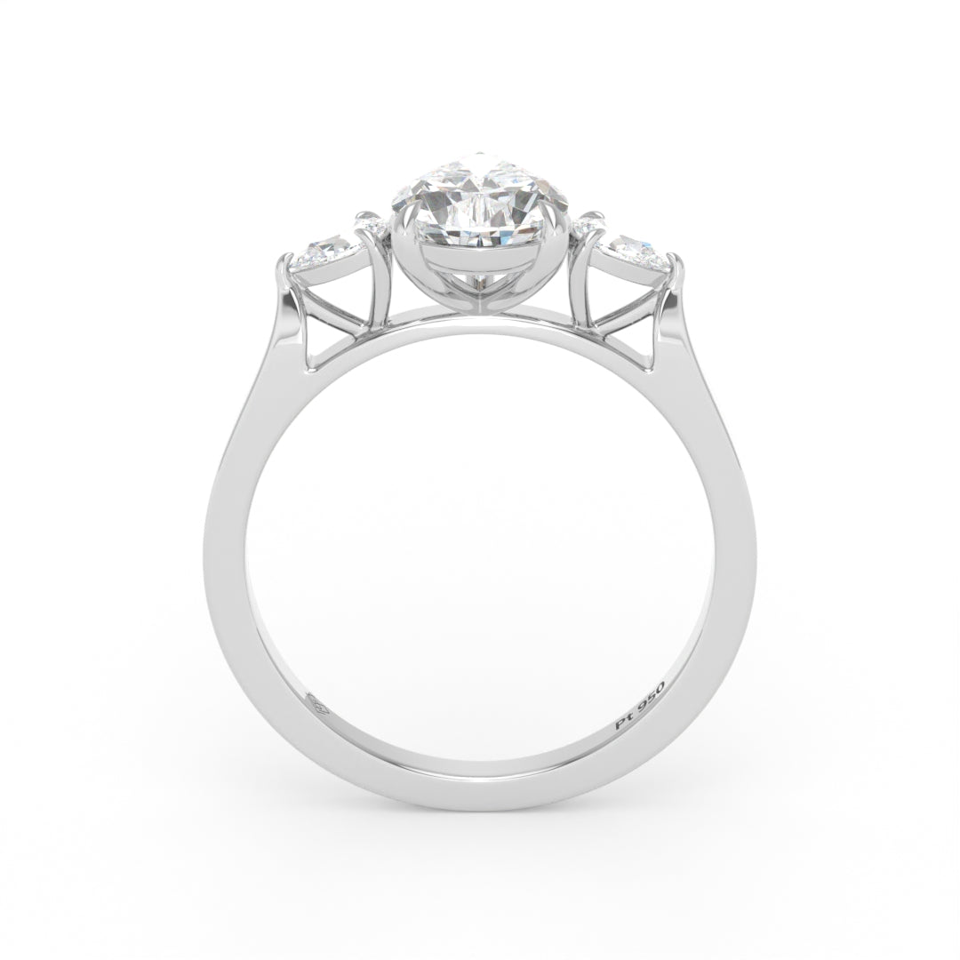 Sofia Pear Cut Diamond Engagement Ring With A Pear Cut Side Diamonds