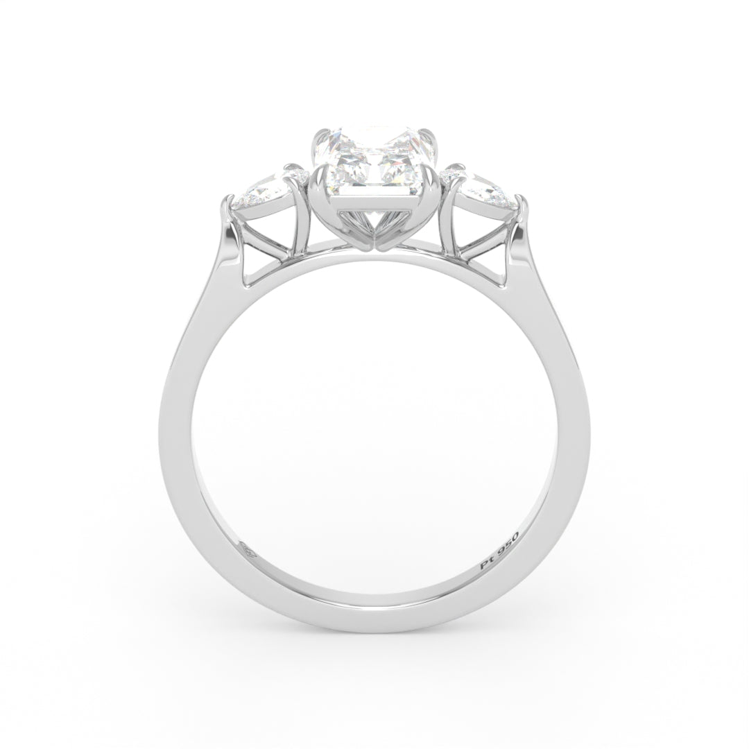 Sofia Radiant Cut Diamond Engagement Ring With A Pear Cut Side Diamonds