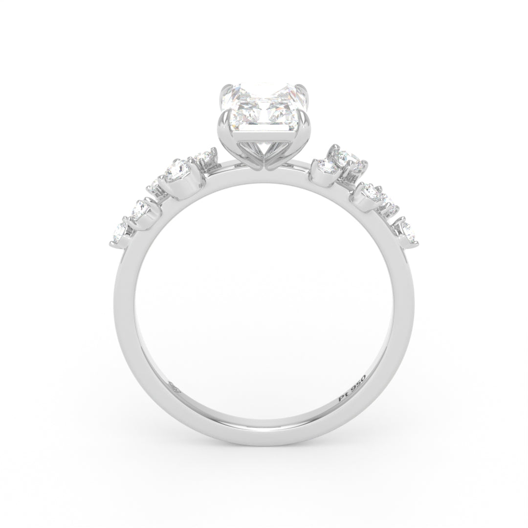 Layla Radiant Cut Diamond Engagement Ring With Accent Band