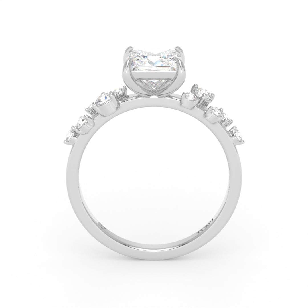Layla Princess Cut Diamond Engagement Ring With Accent Band