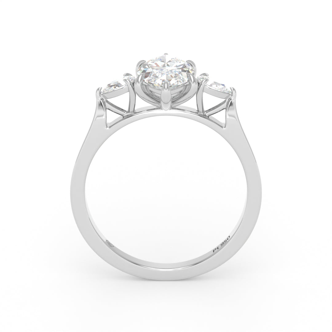 Sofia Marquise Cut Diamond Engagement Ring with Pear Cut Side Diamonds