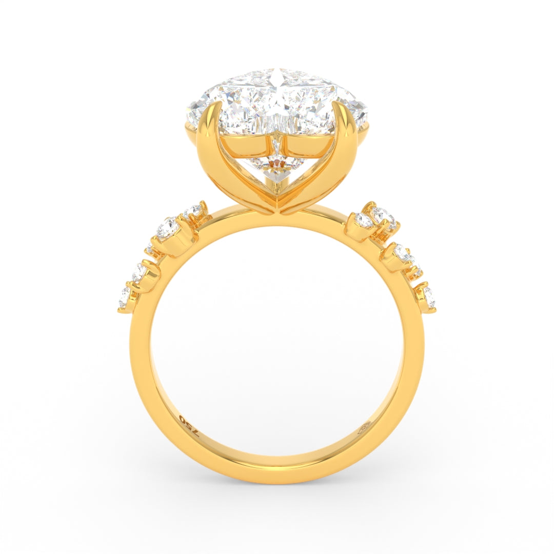 Layla Heart Cut Diamond Engagement Ring with Diamond Accent Band