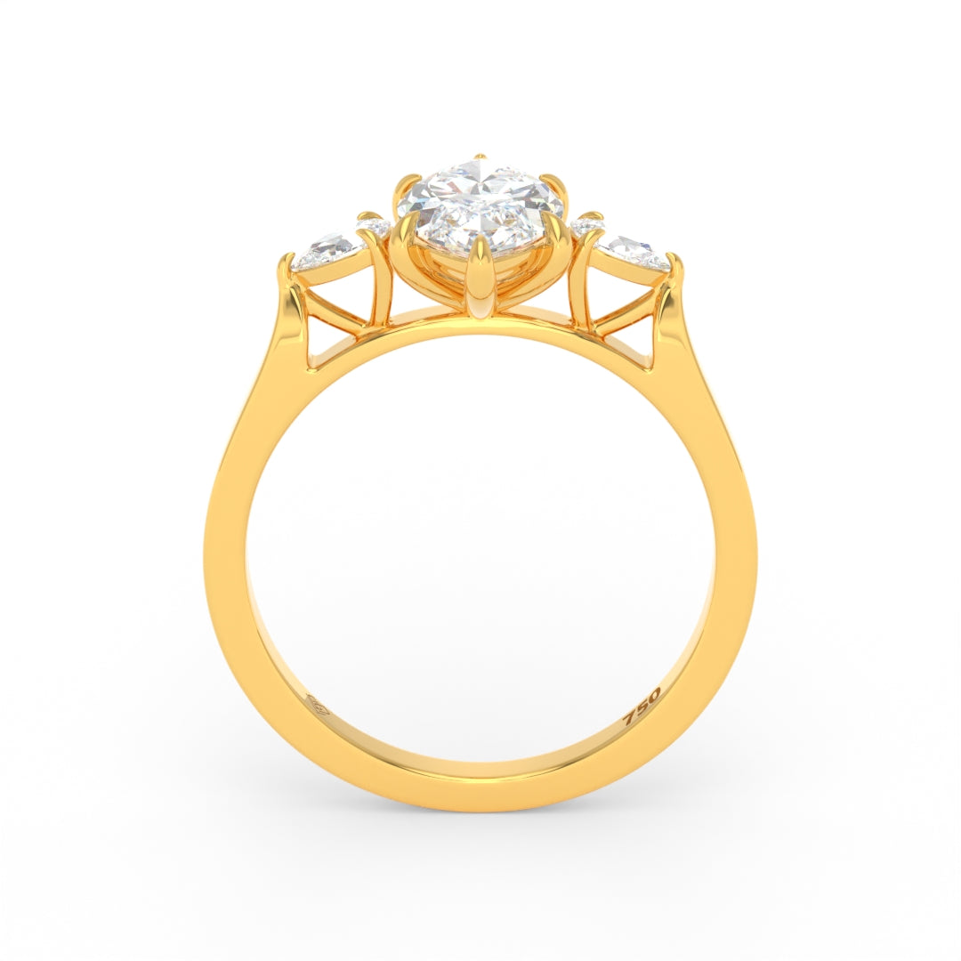 Sofia Marquise Cut Diamond Engagement Ring with Pear Cut Side Diamonds