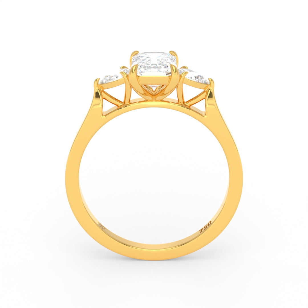 Sofia Emerald Cut Diamond Engagement Ring With A Pear Sides
