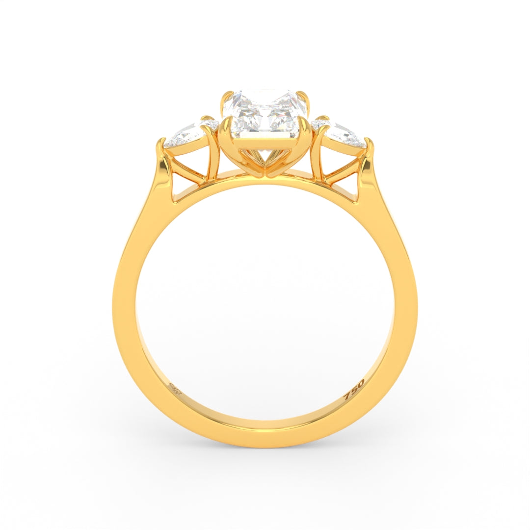 Sofia Radiant Cut Diamond Engagement Ring With A Pear Cut Side Diamonds