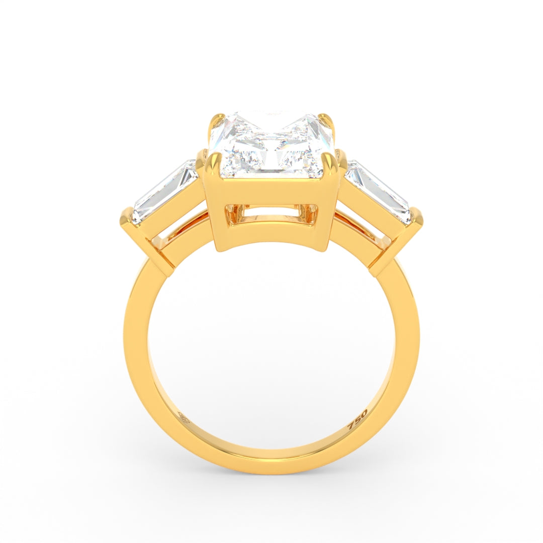 Mary Radiant Cut Diamond Engagement Ring With Tapering Baguettes Cut Side Diamonds