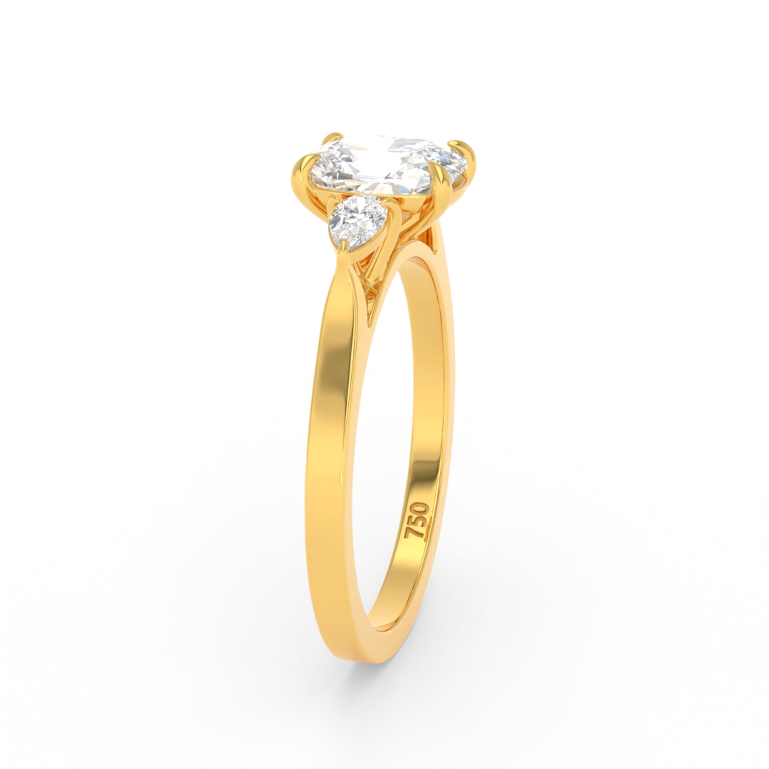 Sofia Cushion Cut Diamond Engagement Ring With A Pear Cut Side Diamonds