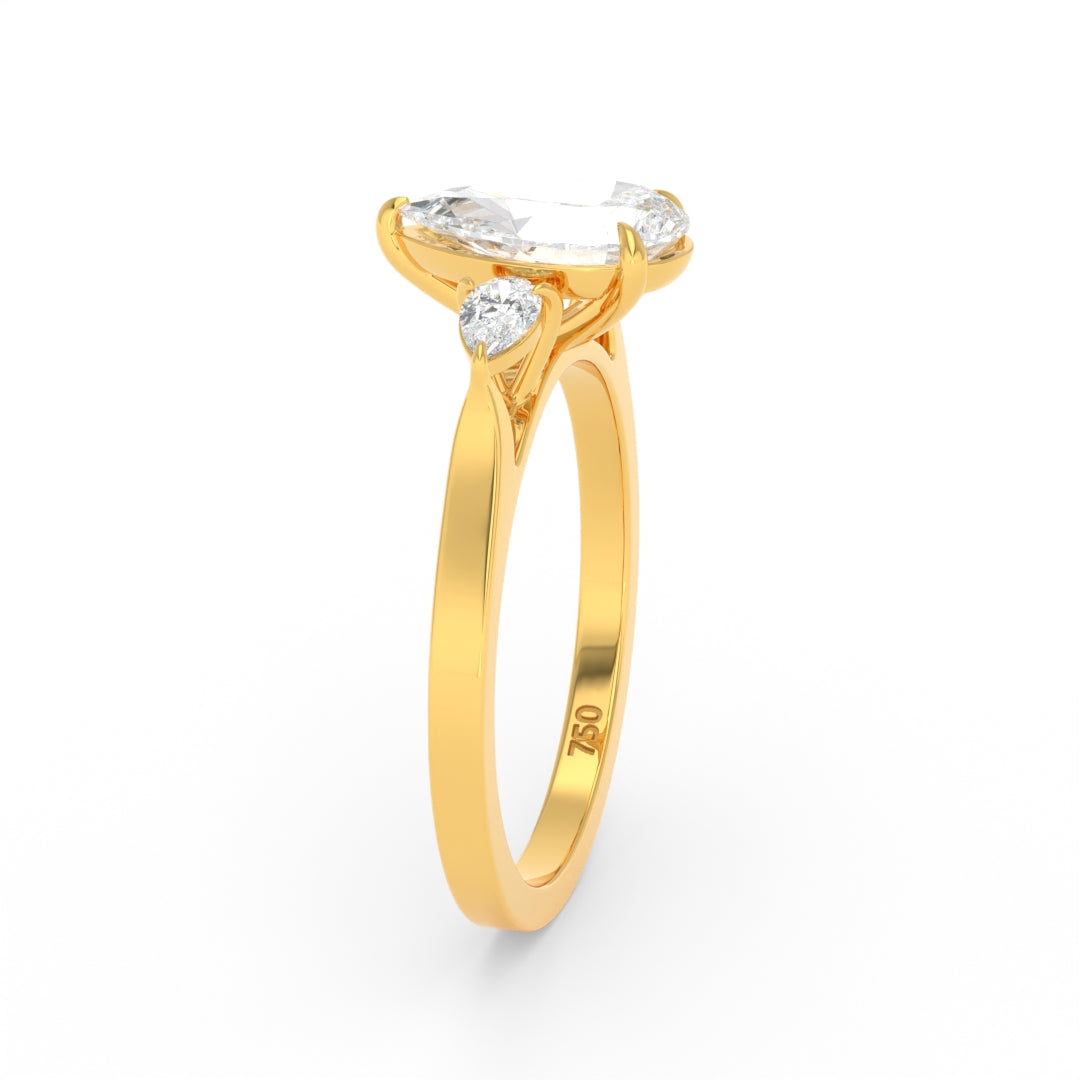 Sofia Pear Cut Diamond Engagement Ring With A Pear Cut Side Diamonds