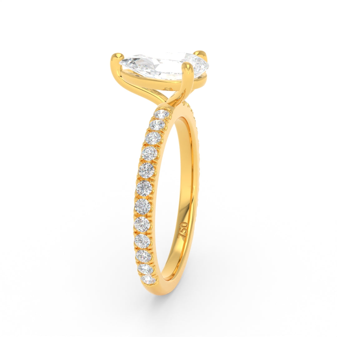 Abigail Pear With Diamond Band Engagement Ring