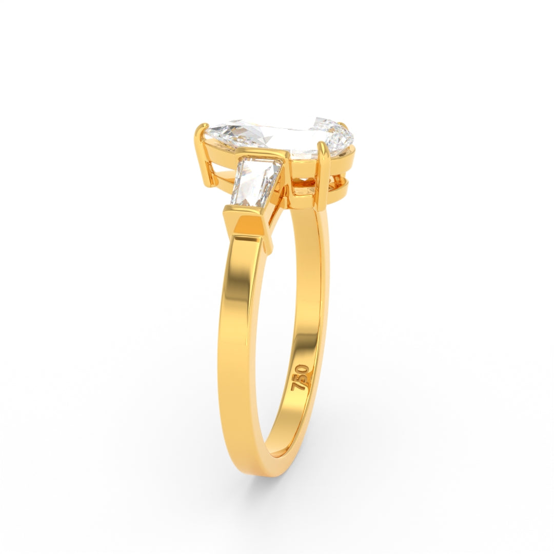 Mary Pear Cut Diamond Engagement Ring With Tapering Baguettes Cut Side Diamonds