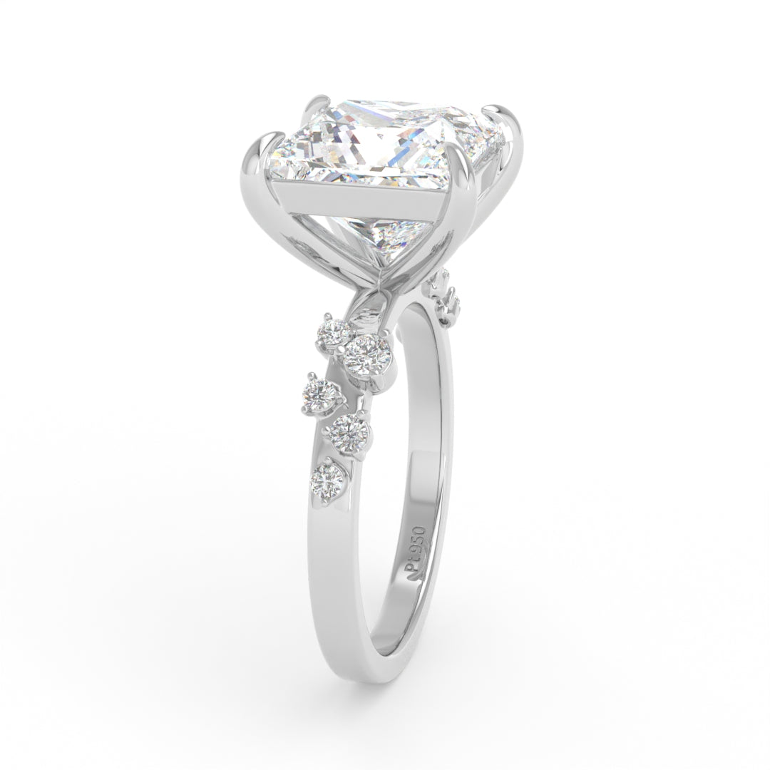 Layla Princess Cut Diamond Engagement Ring With Accent Band