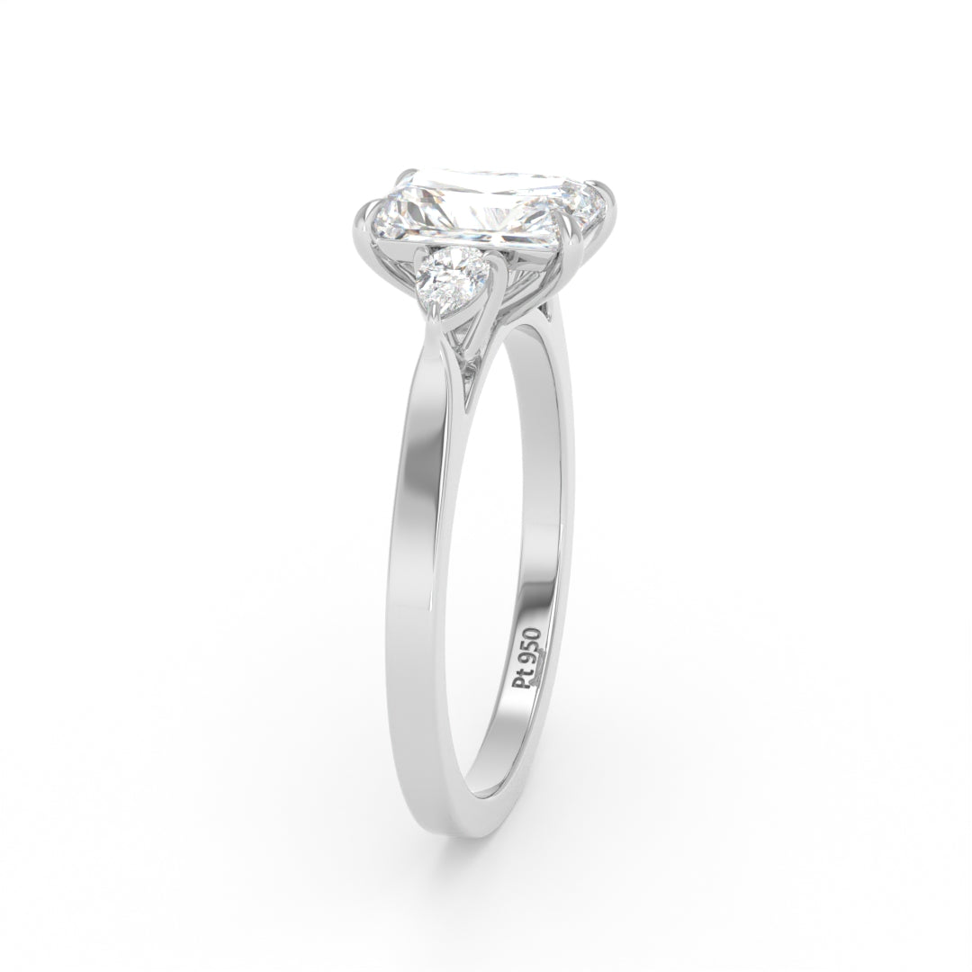 Sofia Radiant Cut Diamond Engagement Ring With A Pear Cut Side Diamonds