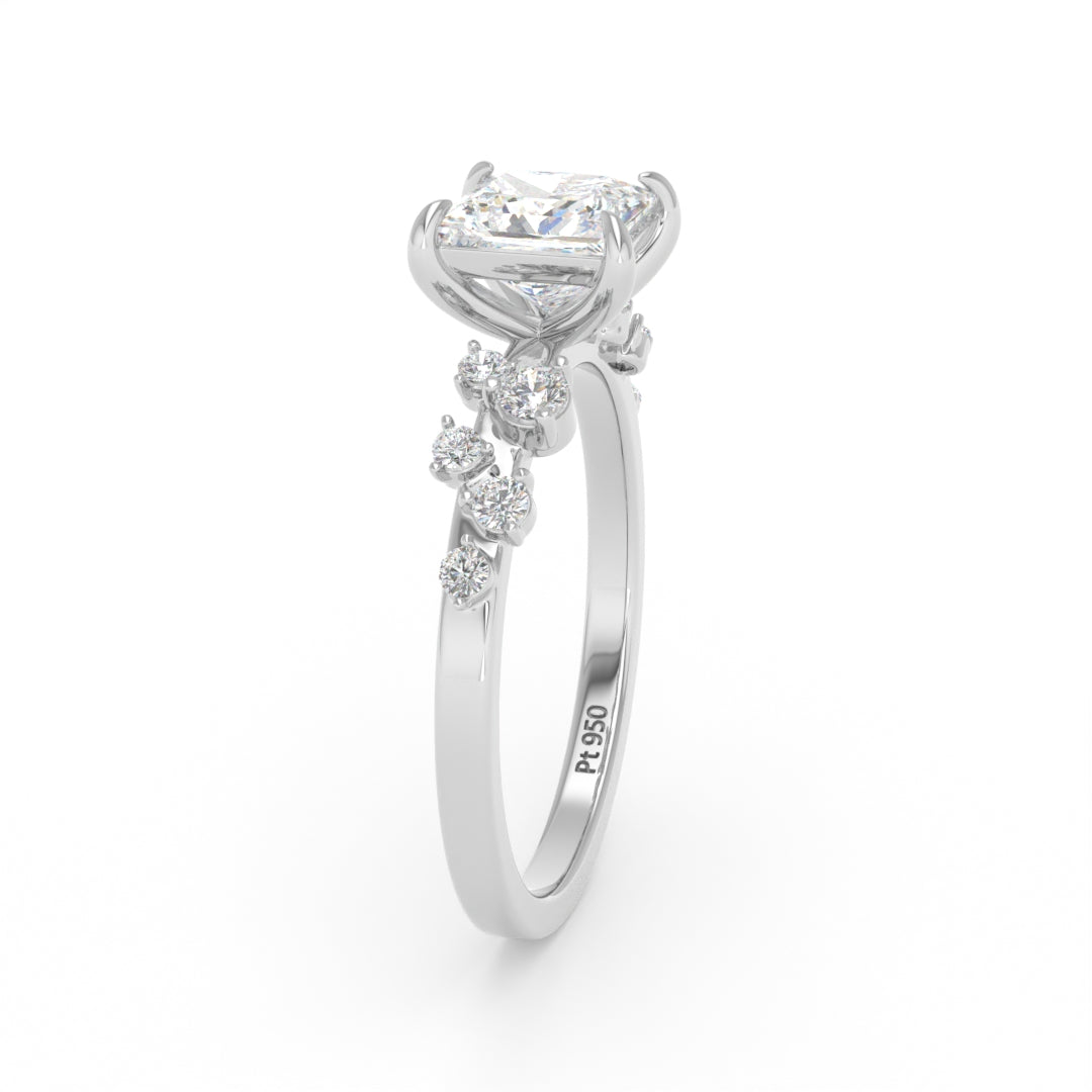 Layla Princess Cut Diamond Engagement Ring With Accent Band