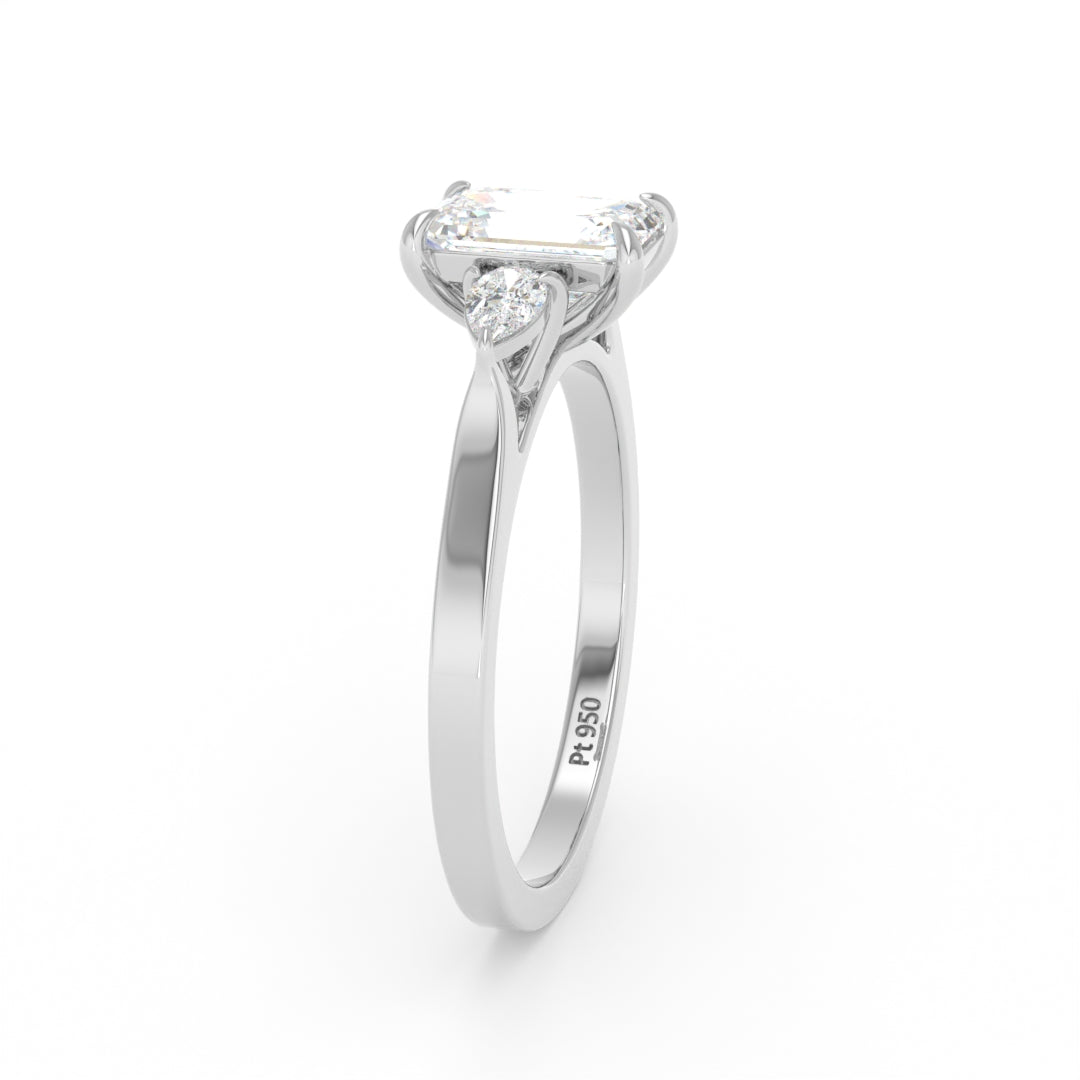 Sofia Emerald Cut Diamond Engagement Ring With A Pear Sides