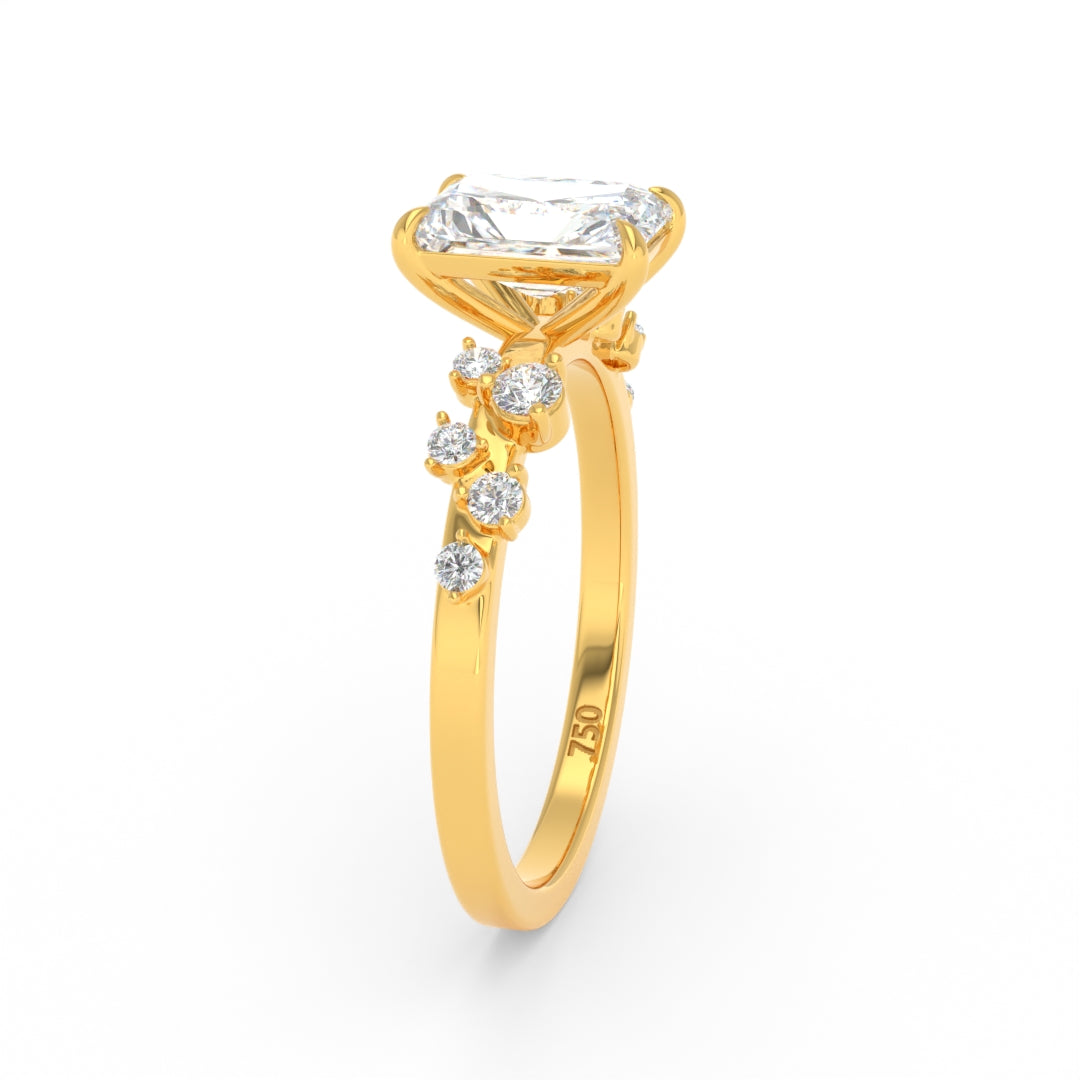 Layla Radiant Cut Diamond Engagement Ring With Accent Band