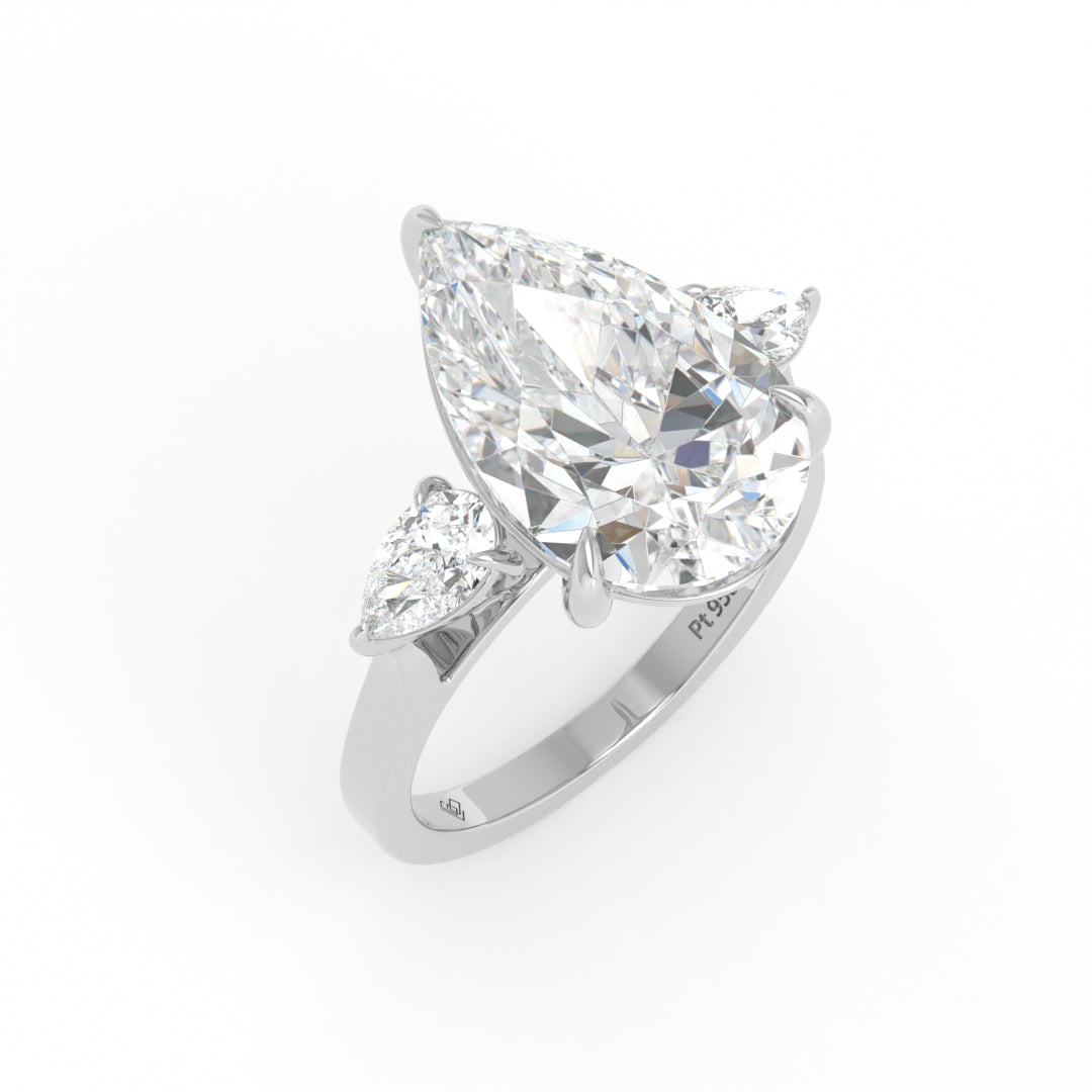 Sofia Pear Cut Diamond Engagement Ring With A Pear Cut Side Diamonds