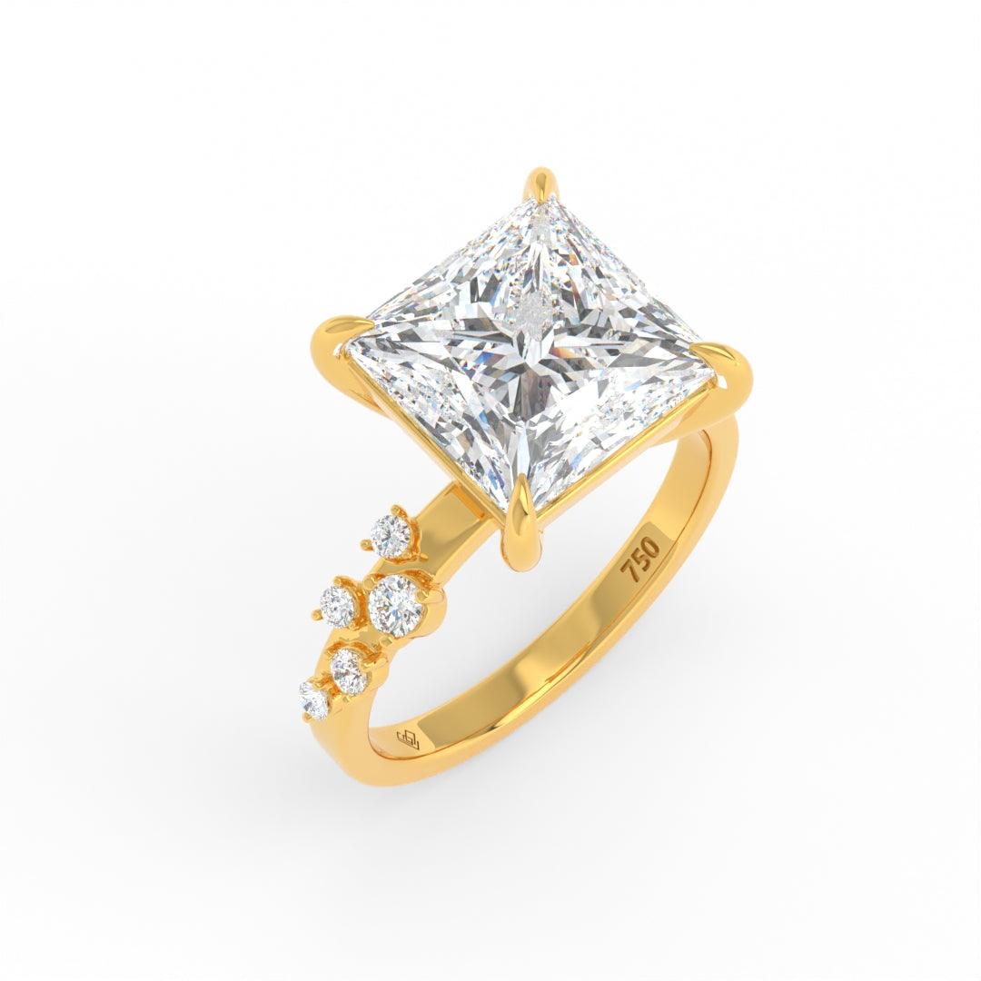 Layla Princess Cut Diamond Engagement Ring With Accent Band