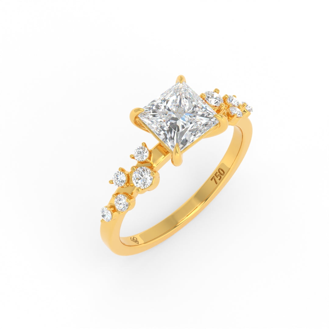 Layla Princess Cut Diamond Engagement Ring With Accent Band