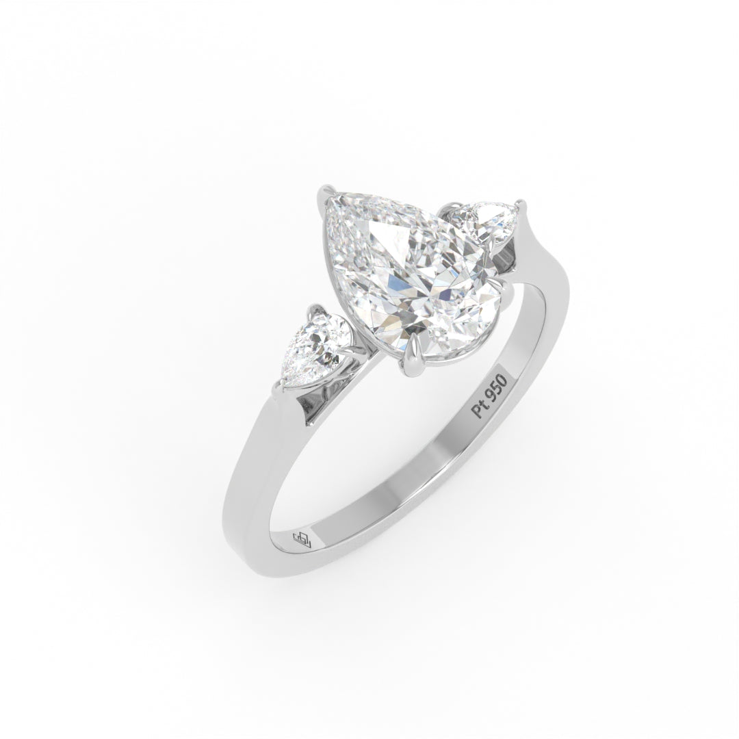 Sofia Pear Cut Diamond Engagement Ring With A Pear Cut Side Diamonds