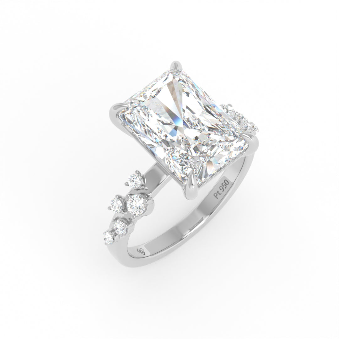 Layla Radiant Cut Diamond Engagement Ring With Accent Band