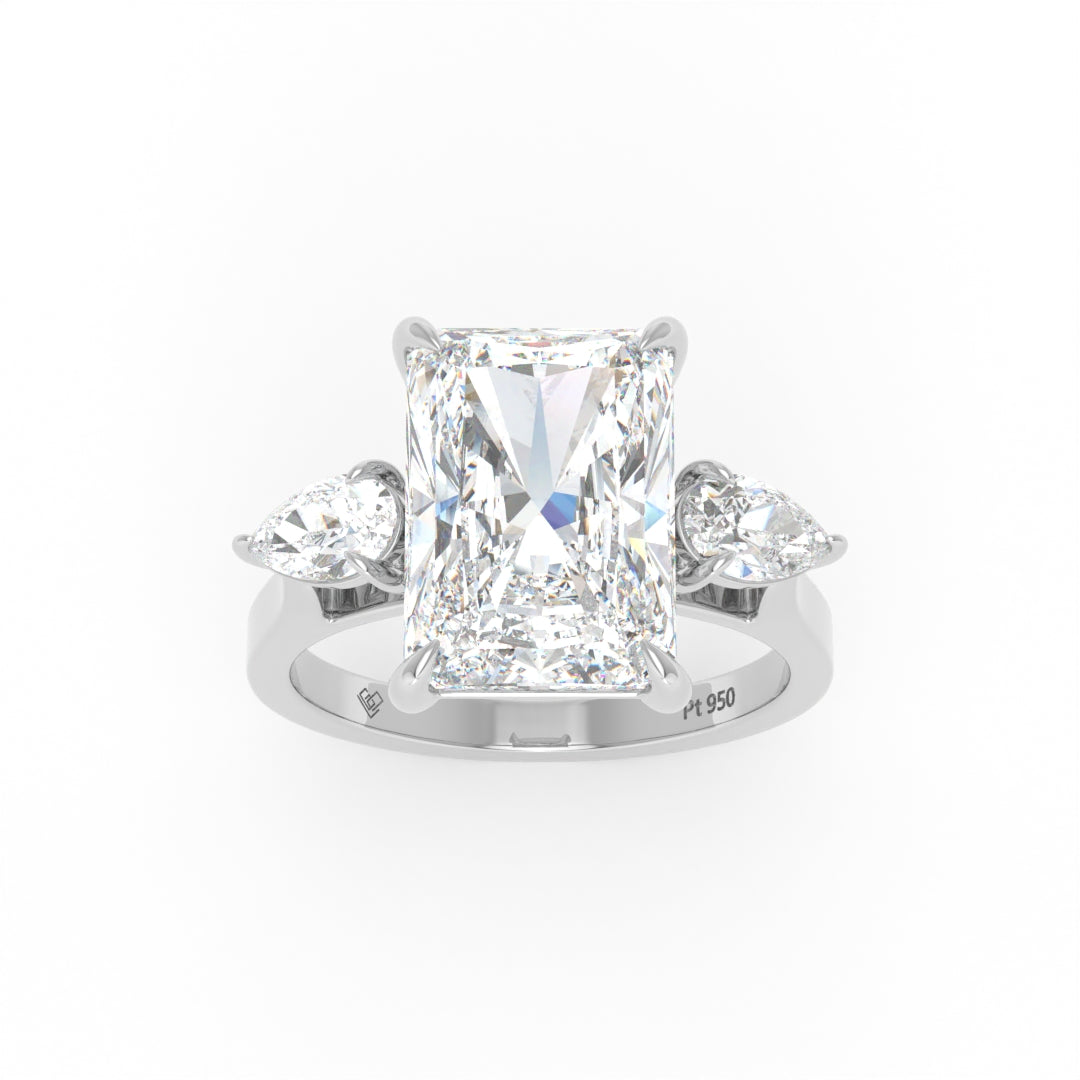 Sofia Radiant Cut Diamond Engagement Ring With A Pear Cut Side Diamonds