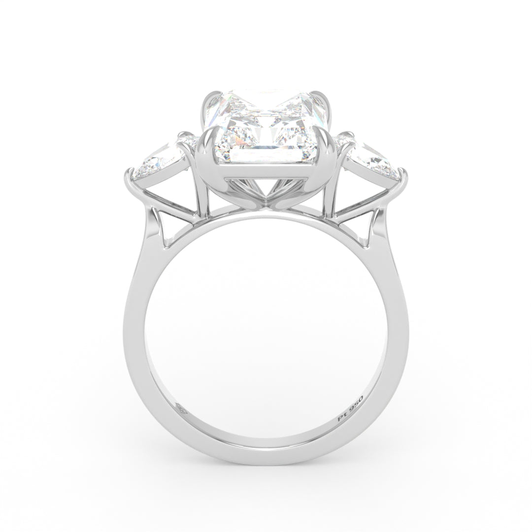 Sofia Radiant Cut Diamond Engagement Ring With A Pear Cut Side Diamonds
