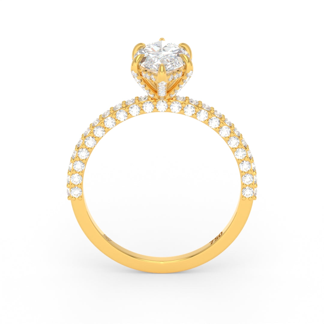 Mia Marquise Cut Diamond Engagement Ring with Diamond Hidden Halo and 3D Diamond Band