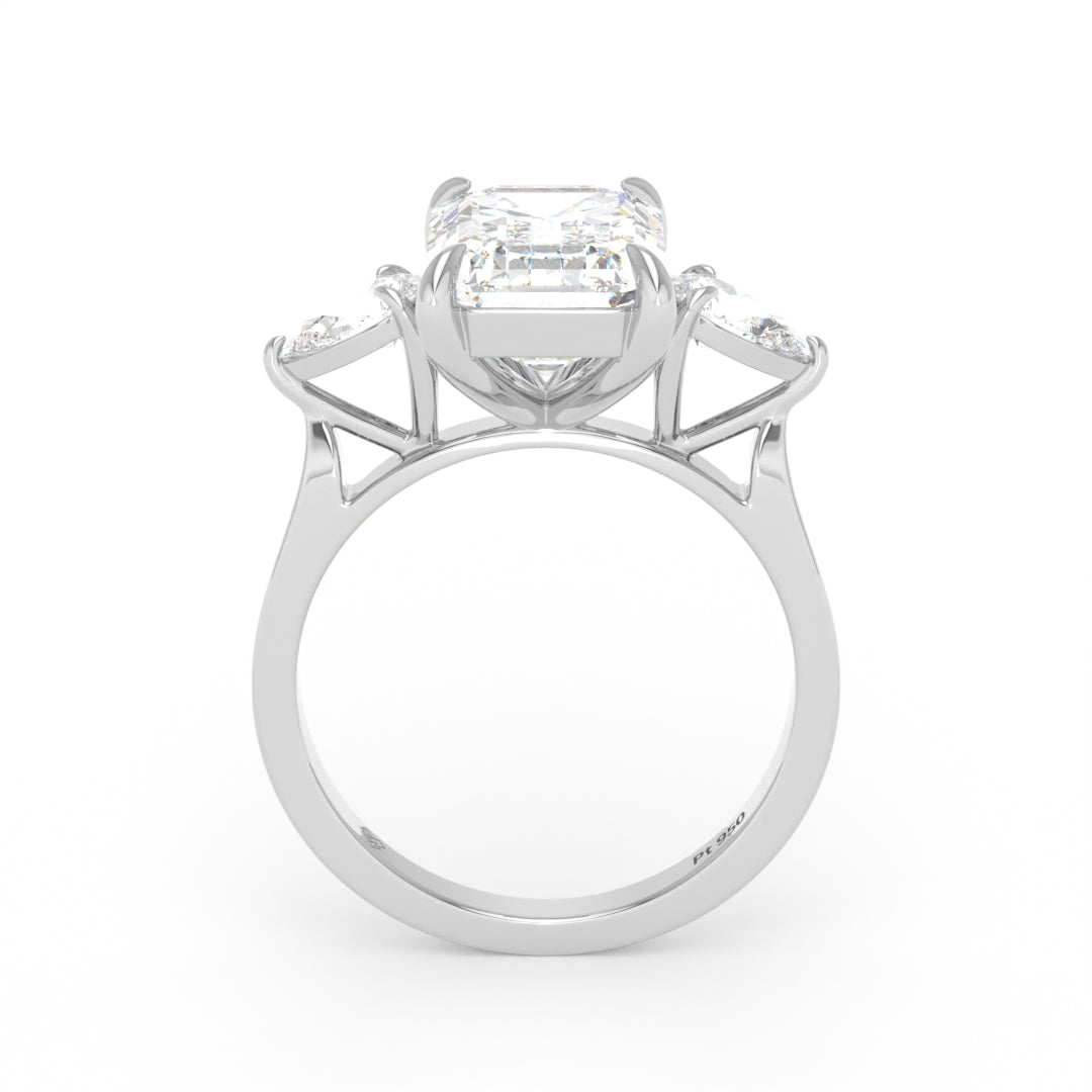 Sofia Emerald Cut Diamond Engagement Ring With A Pear Sides