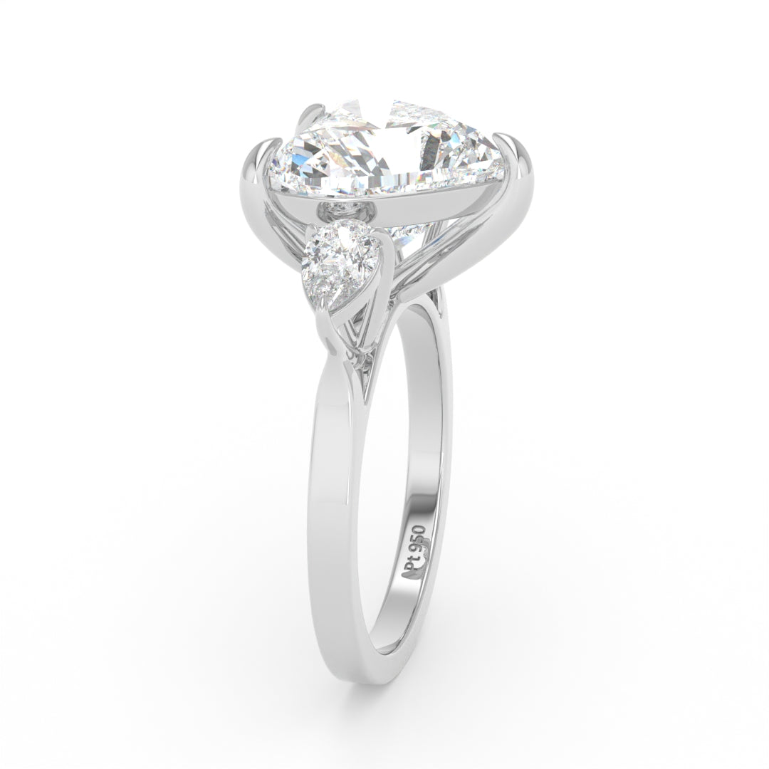 Sofia Heart Cut Diamond Engagement Ring With A Pear Cut Side Diamonds