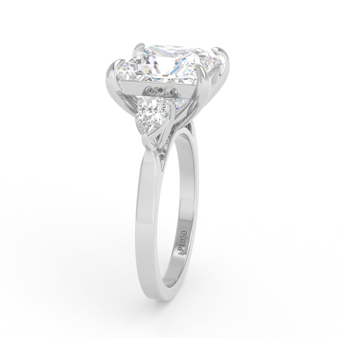 Sofia Princess Cut Diamond Engagement Ring With A Pear sides