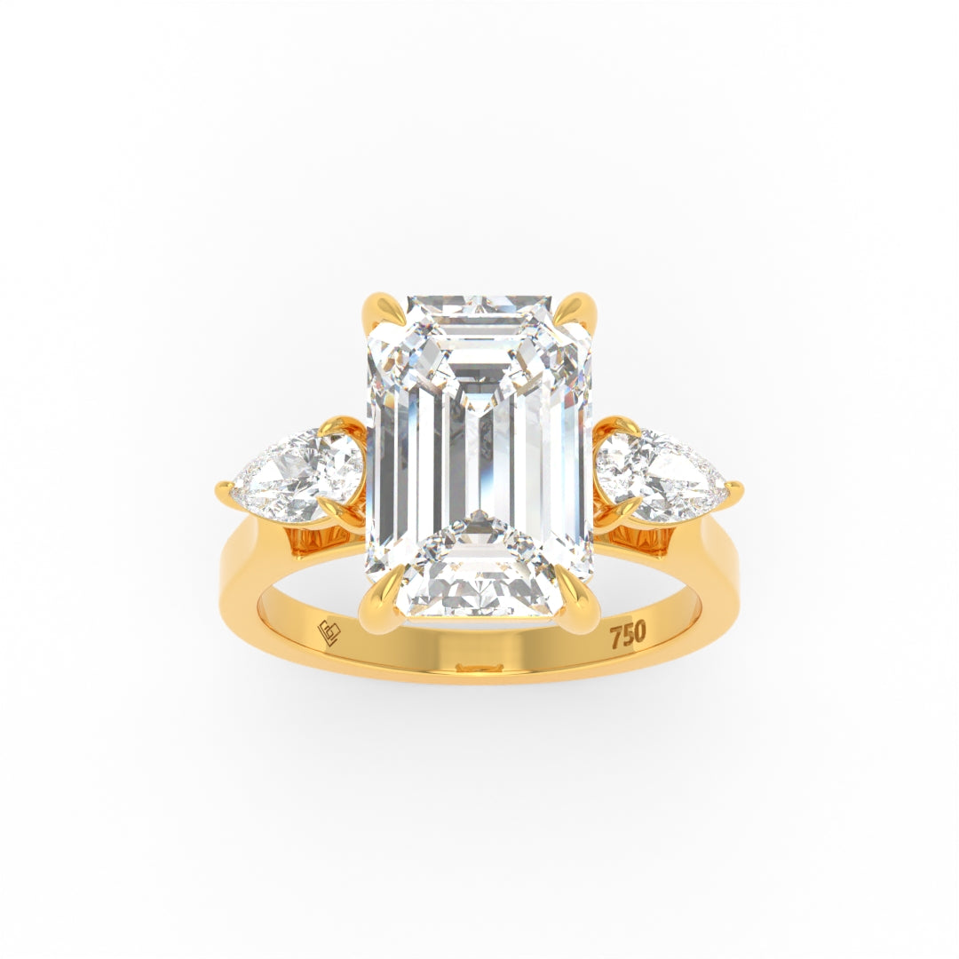 Sofia Emerald Cut Diamond Engagement Ring With A Pear Sides