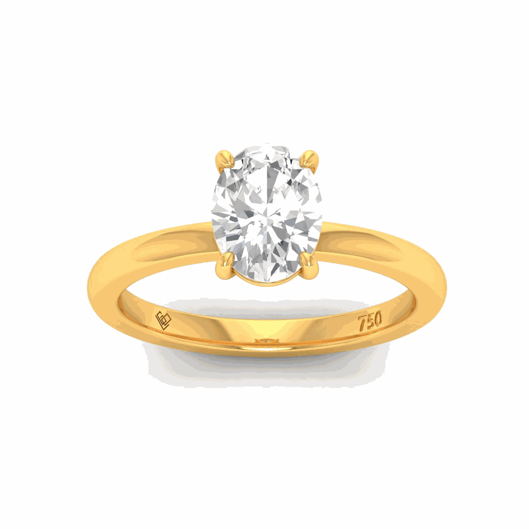 Noémie Solitaire Oval cut diamond engagement ring with 18k gold band and four-claw setting