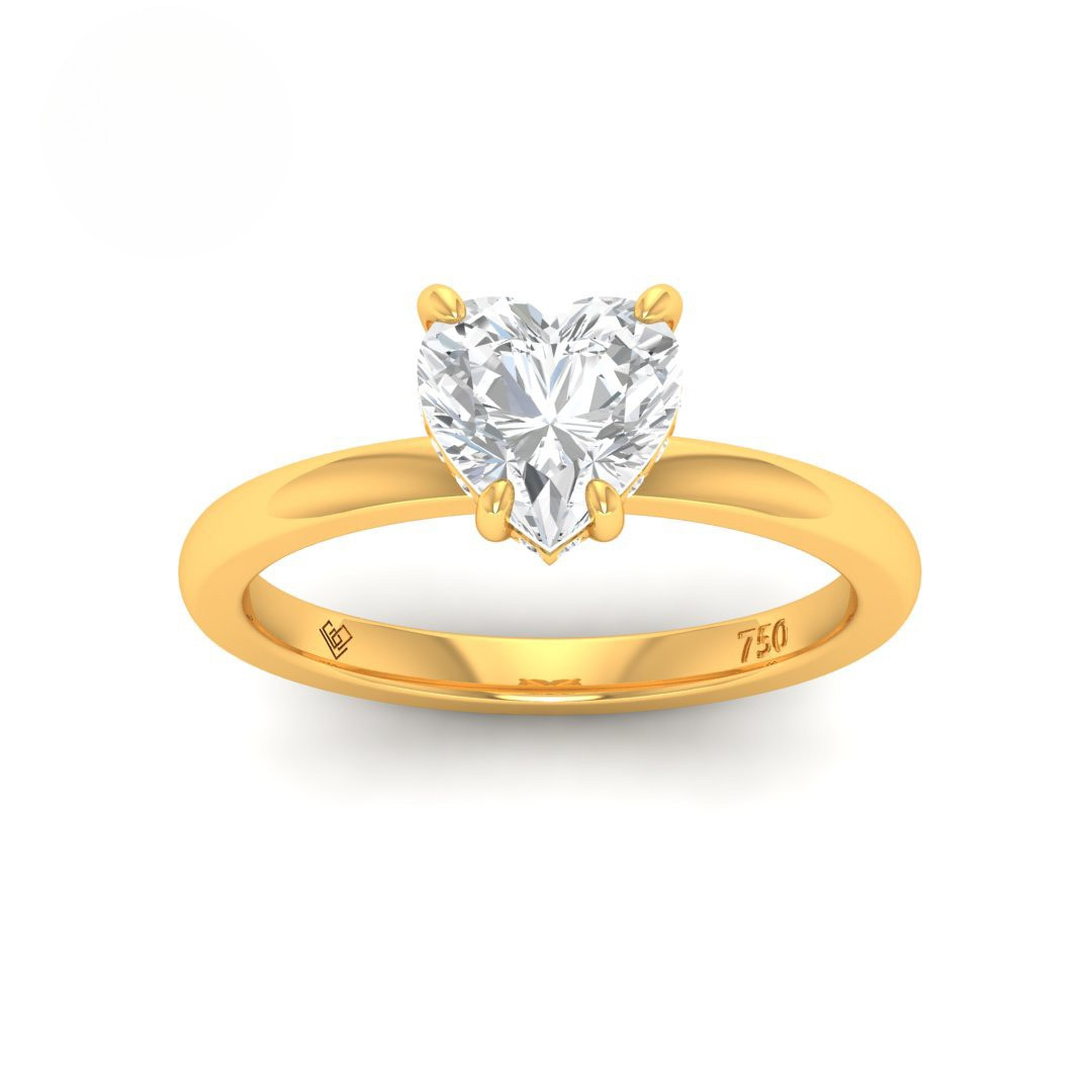 Léa heart cut diamond engagement ring with hidden halo set in 18k gold band