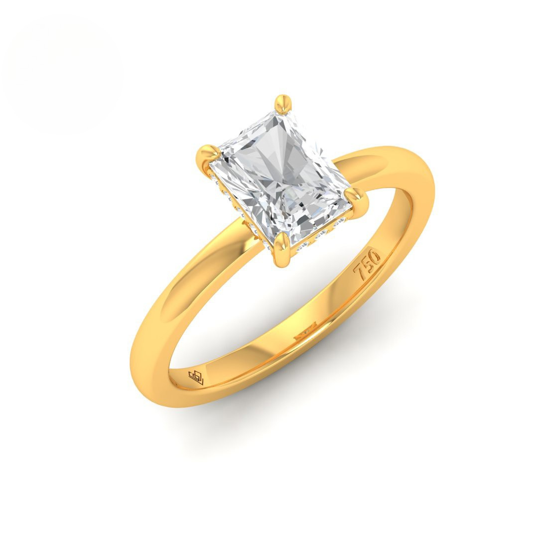 Léa Radiant Cut Diamond With Hidden Halo Engagement Ring