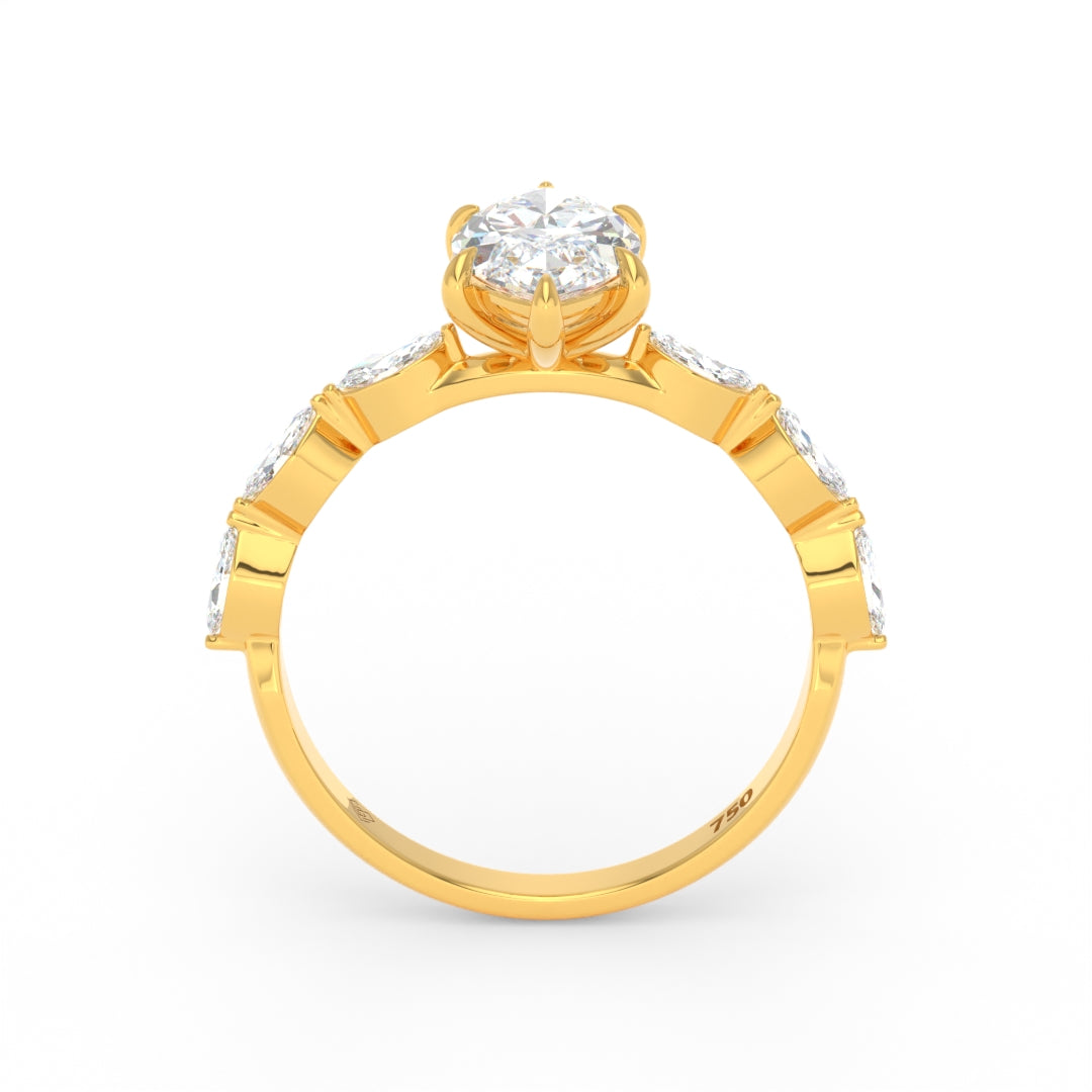 Kasandra Marquise Cut Diamond Engagement Ring With A Marquise Cut Diamond Band